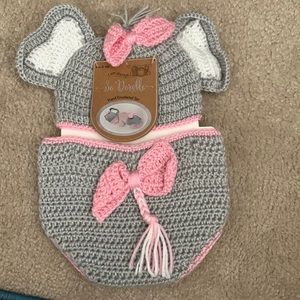 2 piece hand crocheted elephant set